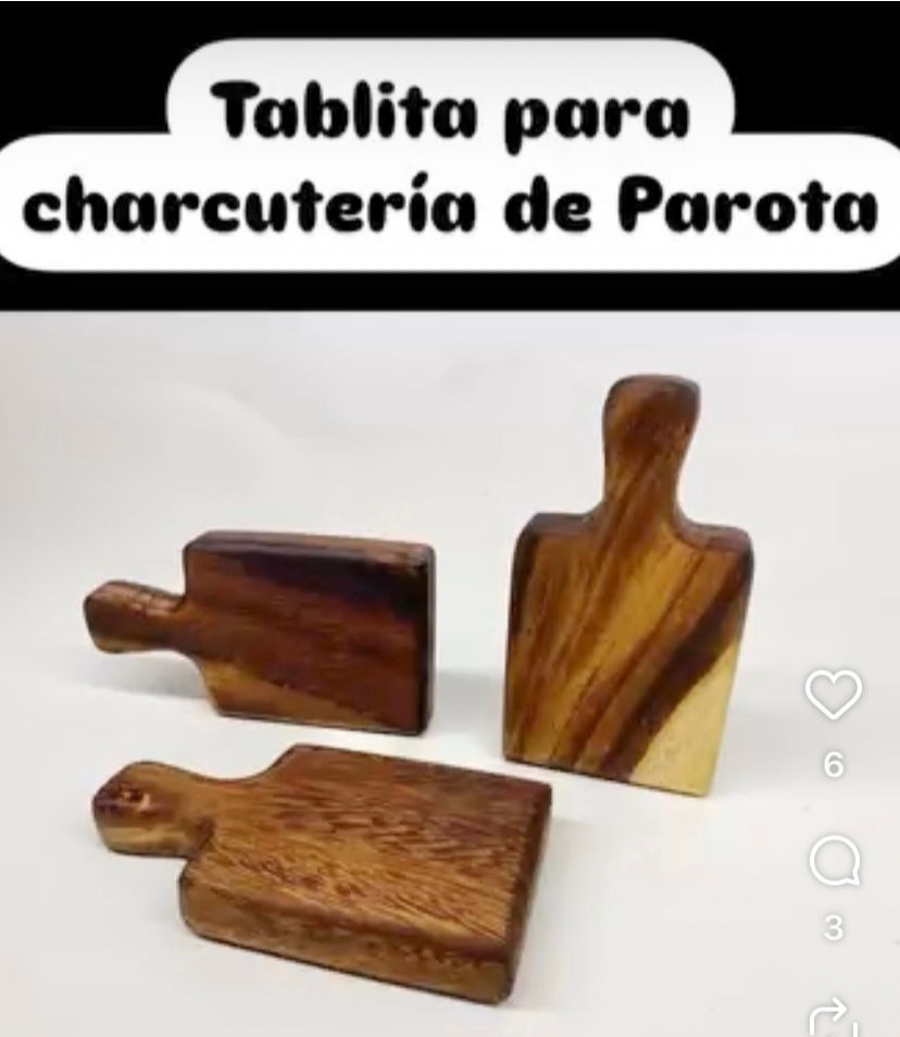 Tabla de Parota con mango de 10x15 cm